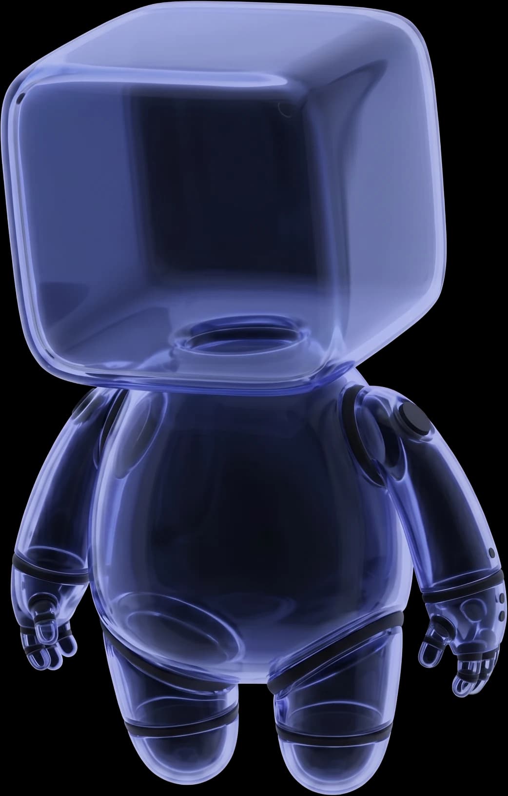 An empty translucent Cloven cube — the cold-start state